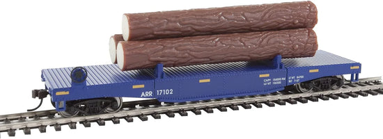 Walthers Trainline Log Dump Car with 3 Logs-Ready to Run-Alaska Railroad 