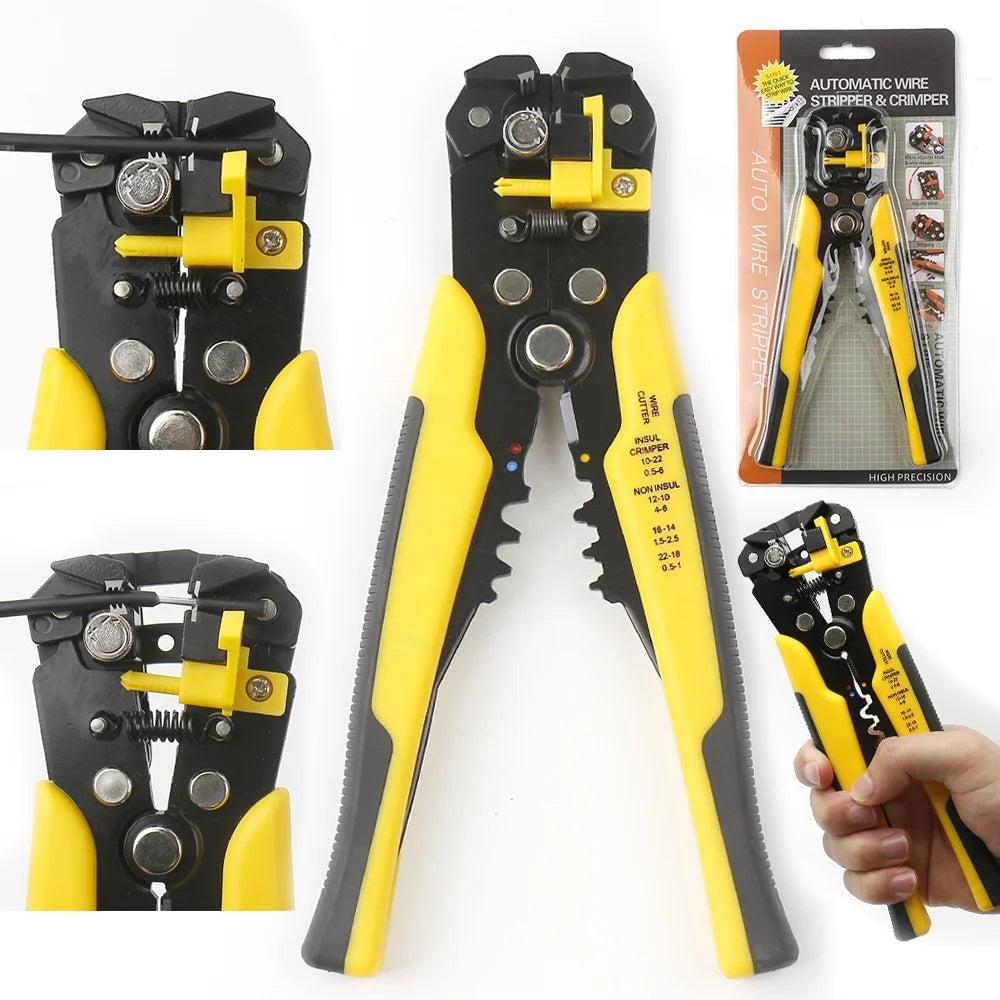 Self Adjusting Wire Stripper Cable Cutter Electricians Crimping Tool, 3 in 1 Heavy Duty Automatic Wire Stripping Cable Cutting Tools for Solid and Stranded 10-24 AWG, Multitool Pliers Electrician Rep
