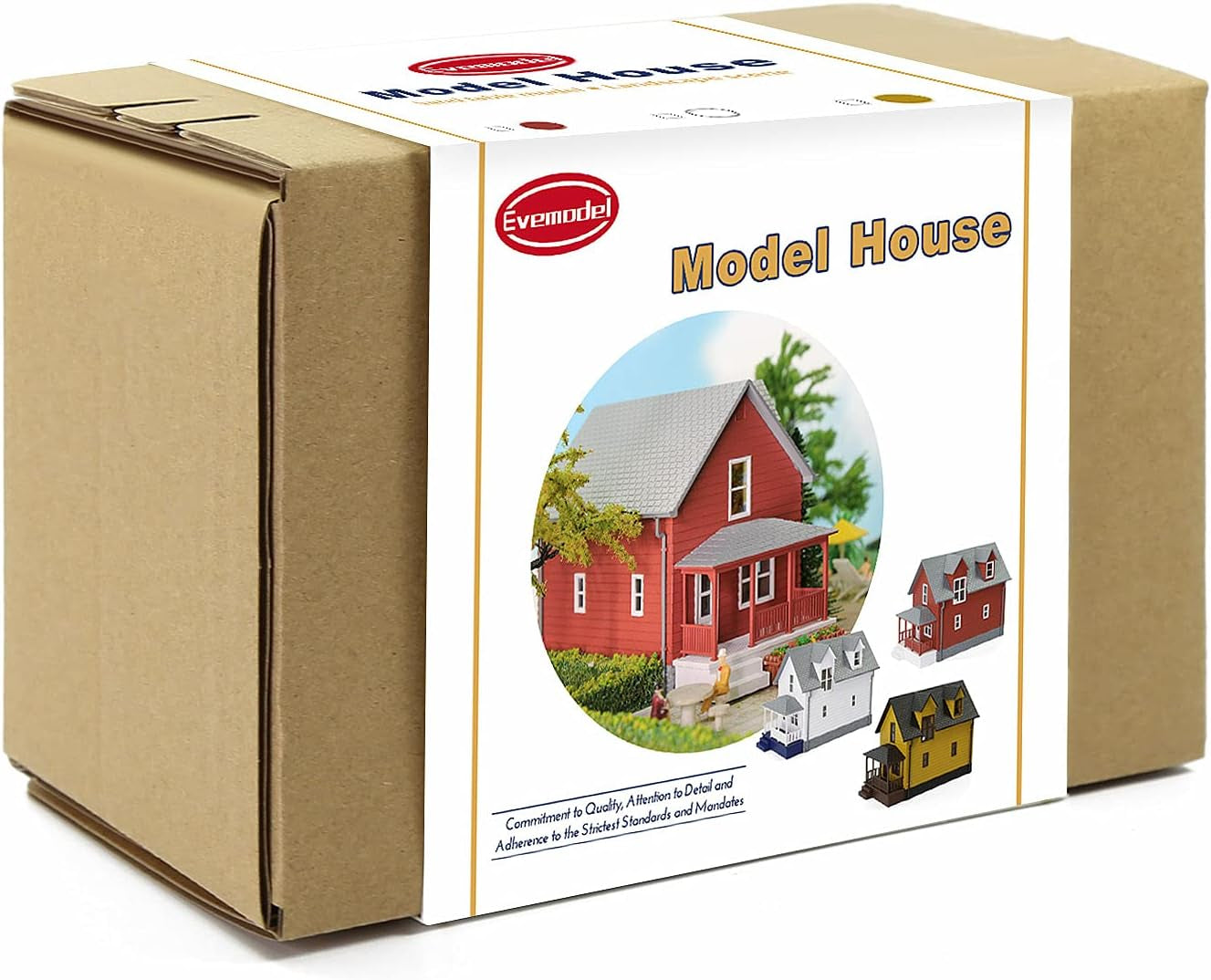 Pre-Assembled HO Scale 1:87 Contemporary Yellow Residential House Model for Train Layout Diorama - JZHO01