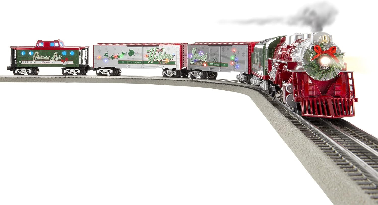 Lionel Christmas Light Express Lionchief 5.0 Electric O Gauge Train Set with Bluetooth Connectivity and Remote Control
