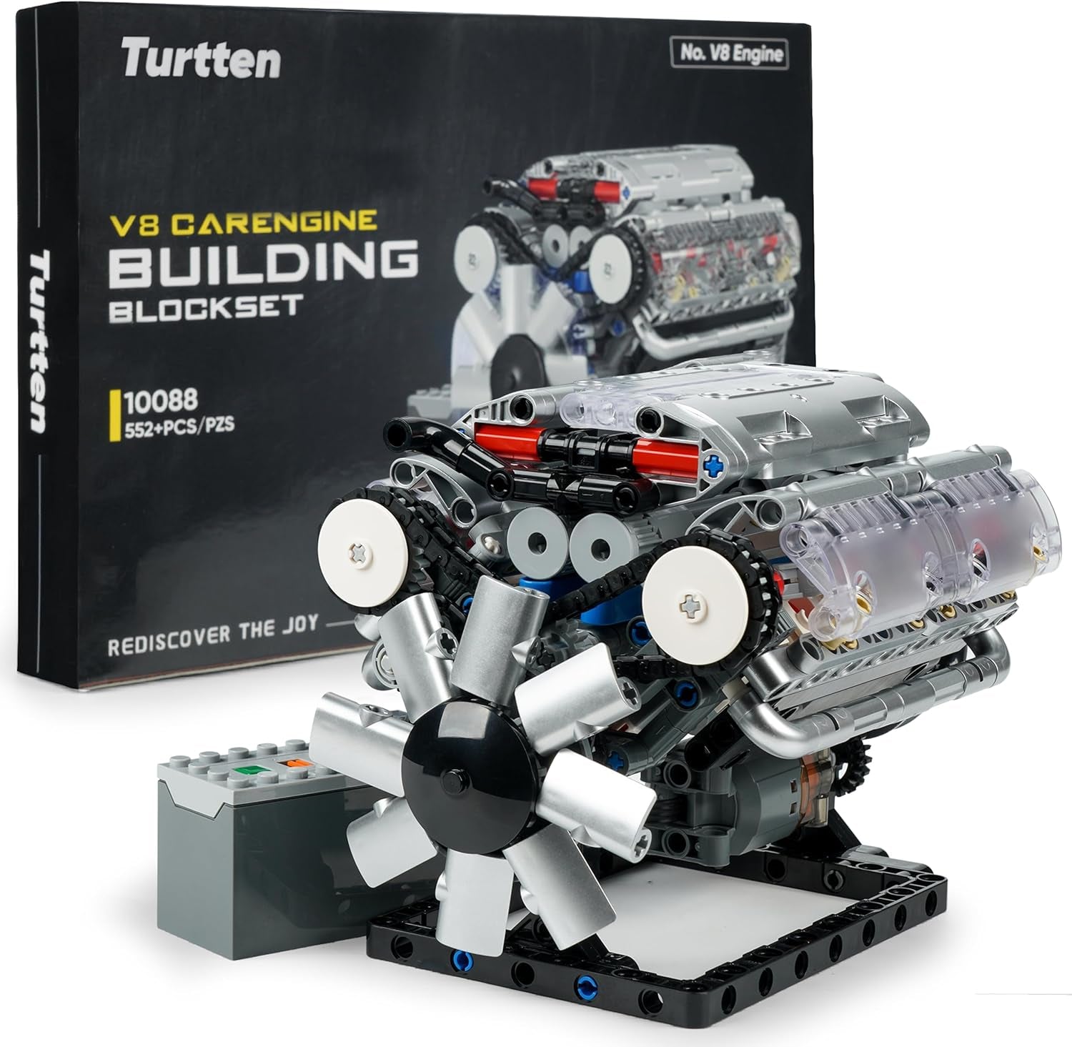 V8 Engine Model Kit for Teens and Adults - DIY Functional Mini V8 Engine with Visible Combustion Mechanism, 535-Piece STEM Engineering Kit for Ages 14 and Up