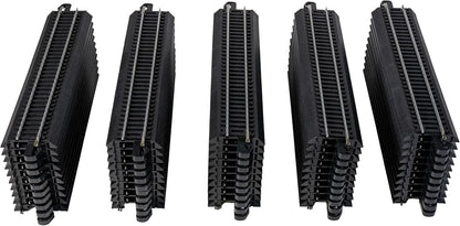 Bachmann Trains Snap-Fit E-Z Track 9-Inch Straight Track - Bulk Pack of 50 - Steel Alloy Rail with Black Roadbed - HO Scale