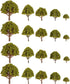 Angoily 20-piece mixed model trees set featuring miniature yellow landscape props for N scale train layouts and fairy gardens.
