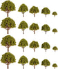 Angoily 20-piece mixed model trees set featuring miniature yellow landscape props for N scale train layouts and fairy gardens.