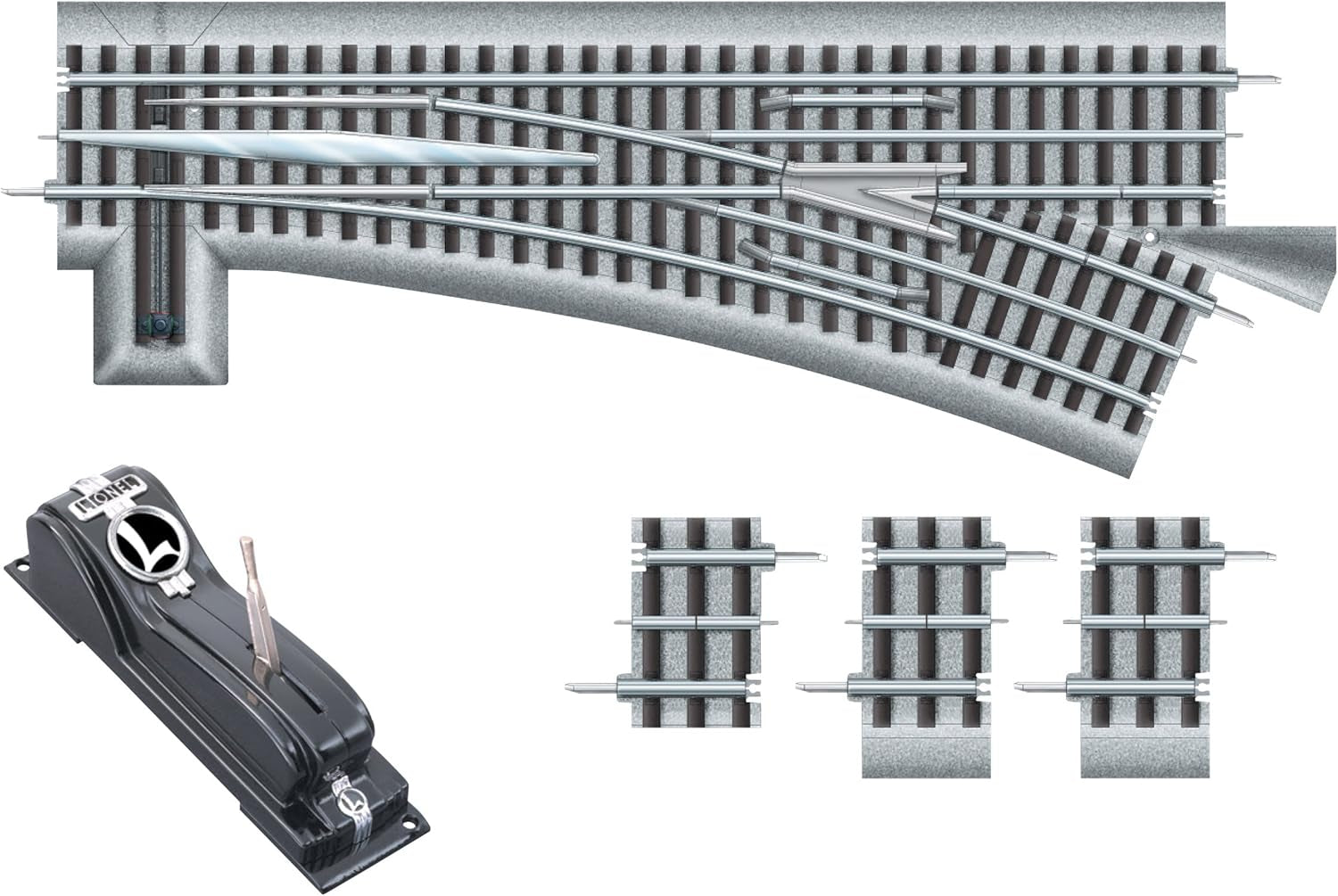Fastrack 036 Manual Switch, Electric O Gauge, Left Hand, for 14 Years Old and Up