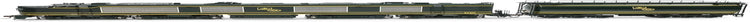 HO Scale GE Gas Turbine Locomotive with Tender, model ATHG41146 by Horizon Hobby, detailed black and gray locomotive with tender.