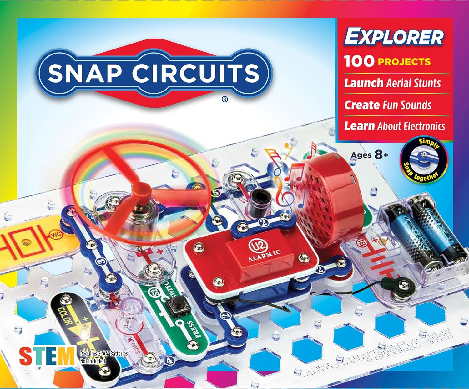 Snap Circuits Jr. SC-100 Electronics Exploration Kit - Over 100 Projects, Comprehensive Full-Color Project Manual, 28 Components, STEM Educational Toy for Ages 8 and Up