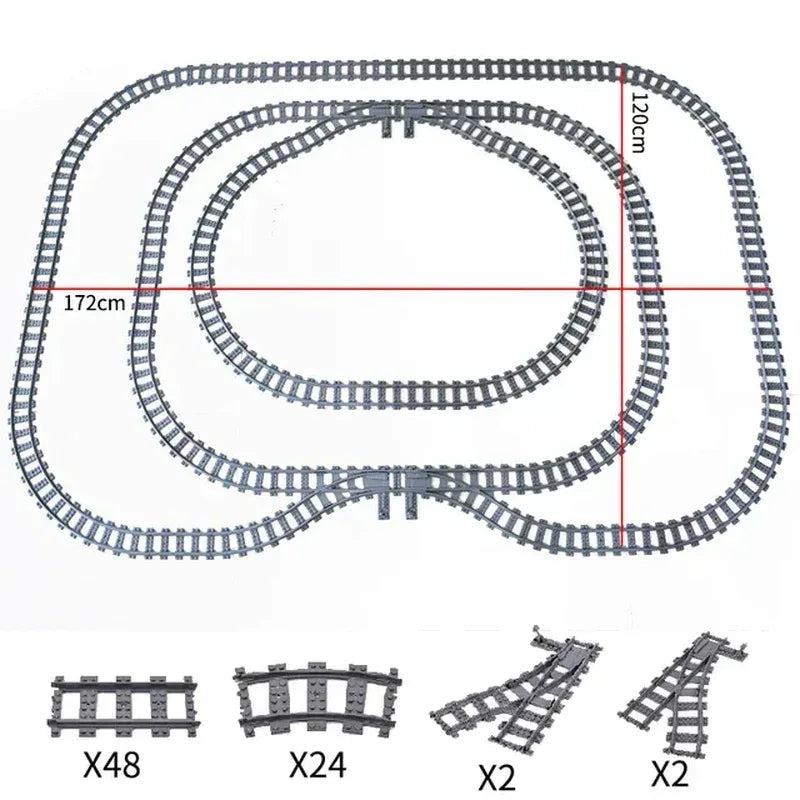 50-piece BYMRR Train Store city train track rail set with straight rails and building blocks for kids&