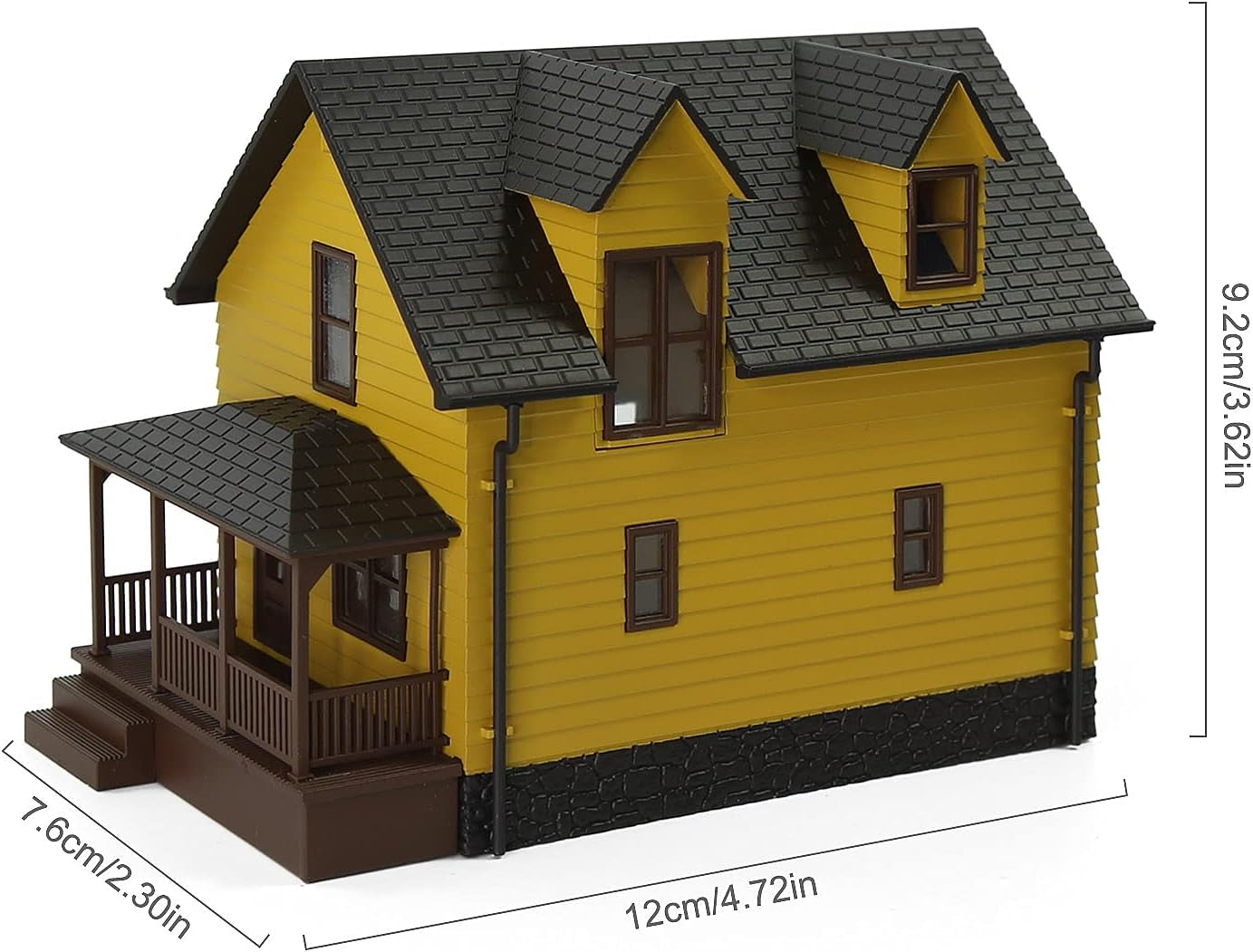 Pre-Assembled HO Scale 1:87 Contemporary Yellow Residential House Model for Train Layout Diorama - JZHO01