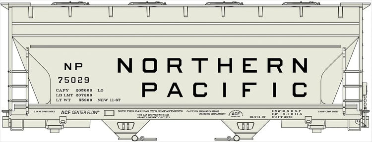 HO Scale 2-Bay ACF Covered Hopper - Northern Pacific Model ACU2206 - BYMRR Train Store