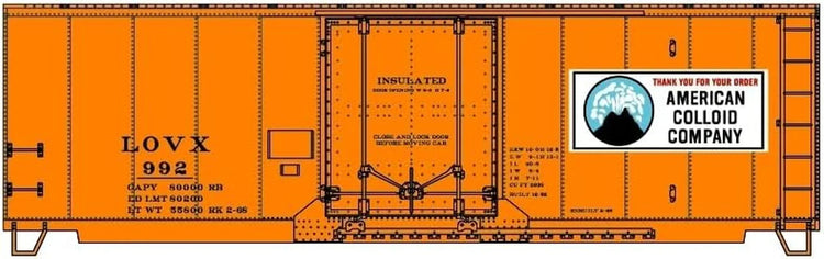 HO Scale 40-Foot Steel Boxcar Model Kit - American Colloid Company/Lovx 