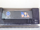 HO scale Micro-Trains boxcar kit featuring Donald Trump 2025 Presidential Edition, detailed model in HO train collectible series.