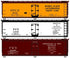 Accurail Inc Wood Reefer 3-Car Set with NKP, B&M, and C&O markings, detailed model train cars on display.