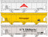 Three-car set of Accurail Inc. 8176 ACF covered hopper cars, detailed model train freight cars with realistic paint and markings.