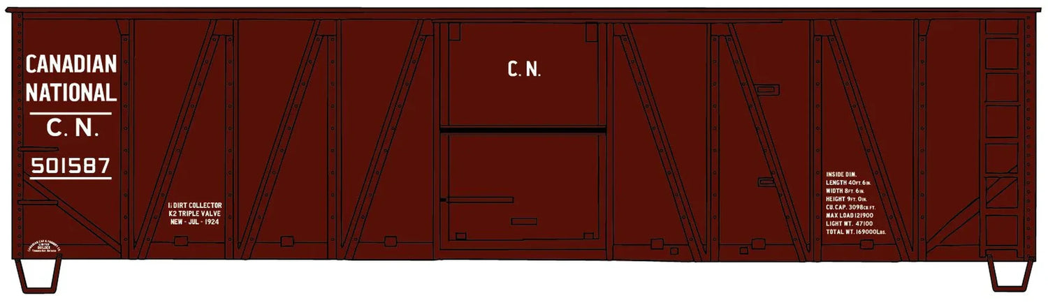 Canadian National Model 4121 railcar by Accurail Inc, detailed model train car with black and gray paint and realistic markings.