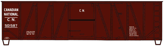 Canadian National Model 4121 railcar by Accurail Inc, detailed model train car with black and gray paint and realistic markings.