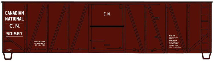 Canadian National Model 4121 railcar by Accurail Inc, detailed model train car with black and gray paint and realistic markings.