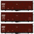 Canadian National model 8154 three-car train set by Accurail Inc, detailed model railway cars on display.