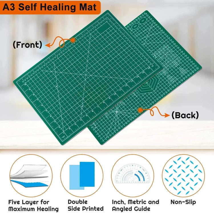 Anezus self-healing double-sided rotary cutting mat, 12x18 inches, with grid lines for sewing, scrapbooking, and fabric projects.