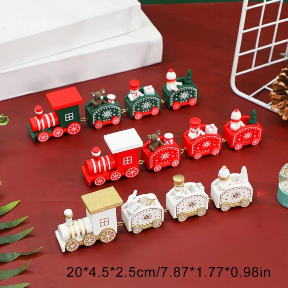 Wooden Christmas Train with Snowman, Mini Train Decor for Christmas Party, Christmas Train Ornament Toys for Kids Gift Home Decoration