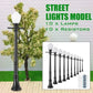 Artudatech 10-piece LCX04 model railway lamppost street light set with O scale LEDs for detailed train layouts.