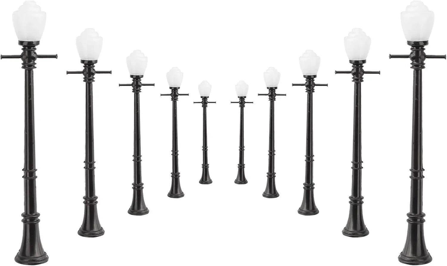 Artudatech 10-piece LCX04 model railway lamppost street light set with O scale LEDs for detailed train layouts