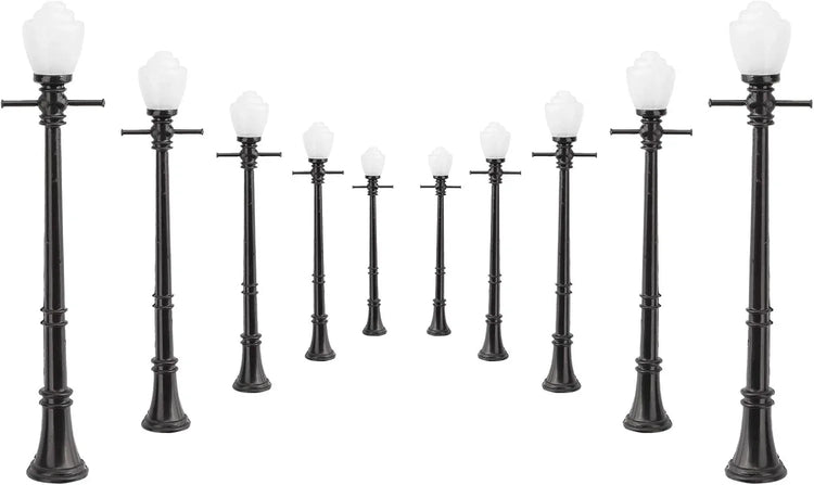 Artudatech 10-piece LCX04 model railway lamppost street light set with O scale LEDs for detailed train layouts