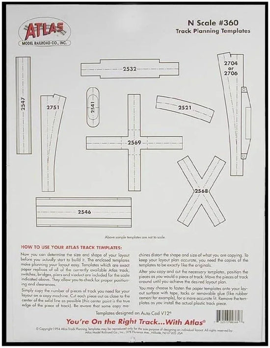 N Track Planning Template for Atlas Trains - BYMRR Train Store