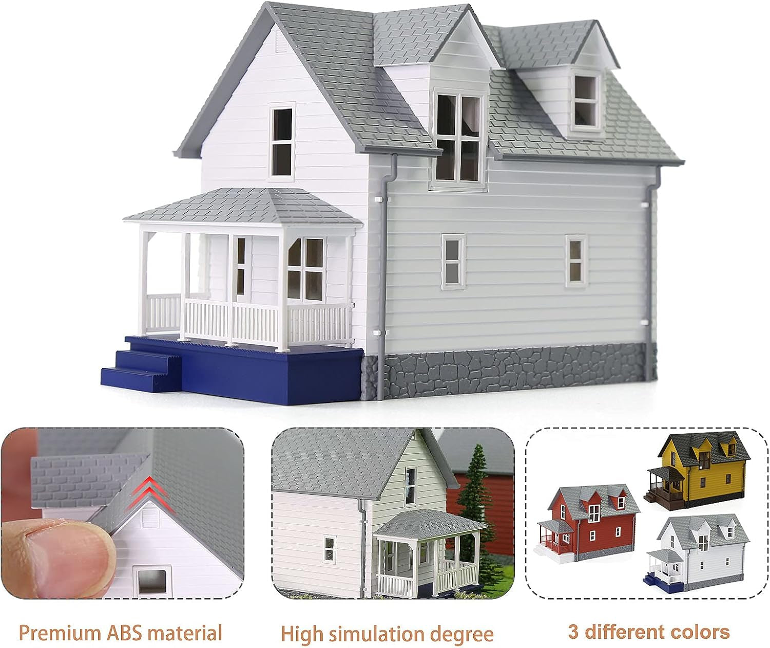 Pre-Assembled Contemporary N Scale Residential House Model for Train Layout Diorama - JZN01 (White)