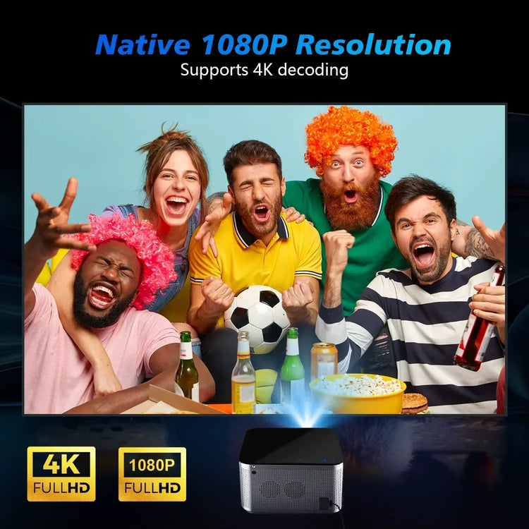 Android 11 4K Smart Projector with 580 ANSI Lumens, 1920x1080P Full HD, Wifi 6, Bluetooth 5.0, Allwinner H713, Voice Control for Home Cinema Theater - BYMRR Train Store