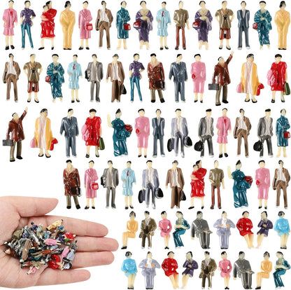 Hungdao 50-Piece 1:87 HO Scale Miniature People Figurines - Painted Figures for Park and Street Scenes