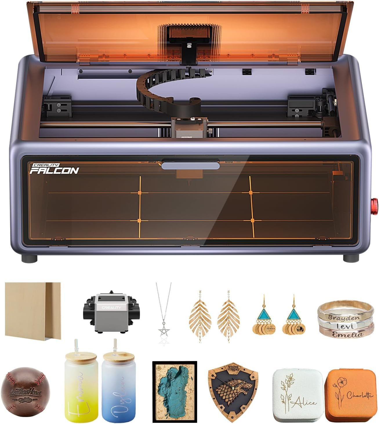 Creality Falcon A1 10W Laser Engraver - 80,000mW Output, Fully Enclosed, 600mm/s Speed, HD Camera Auto Positioning, Pre-Assembled with Smart Material Recognition, Ideal for Wood and Metal, Class 1