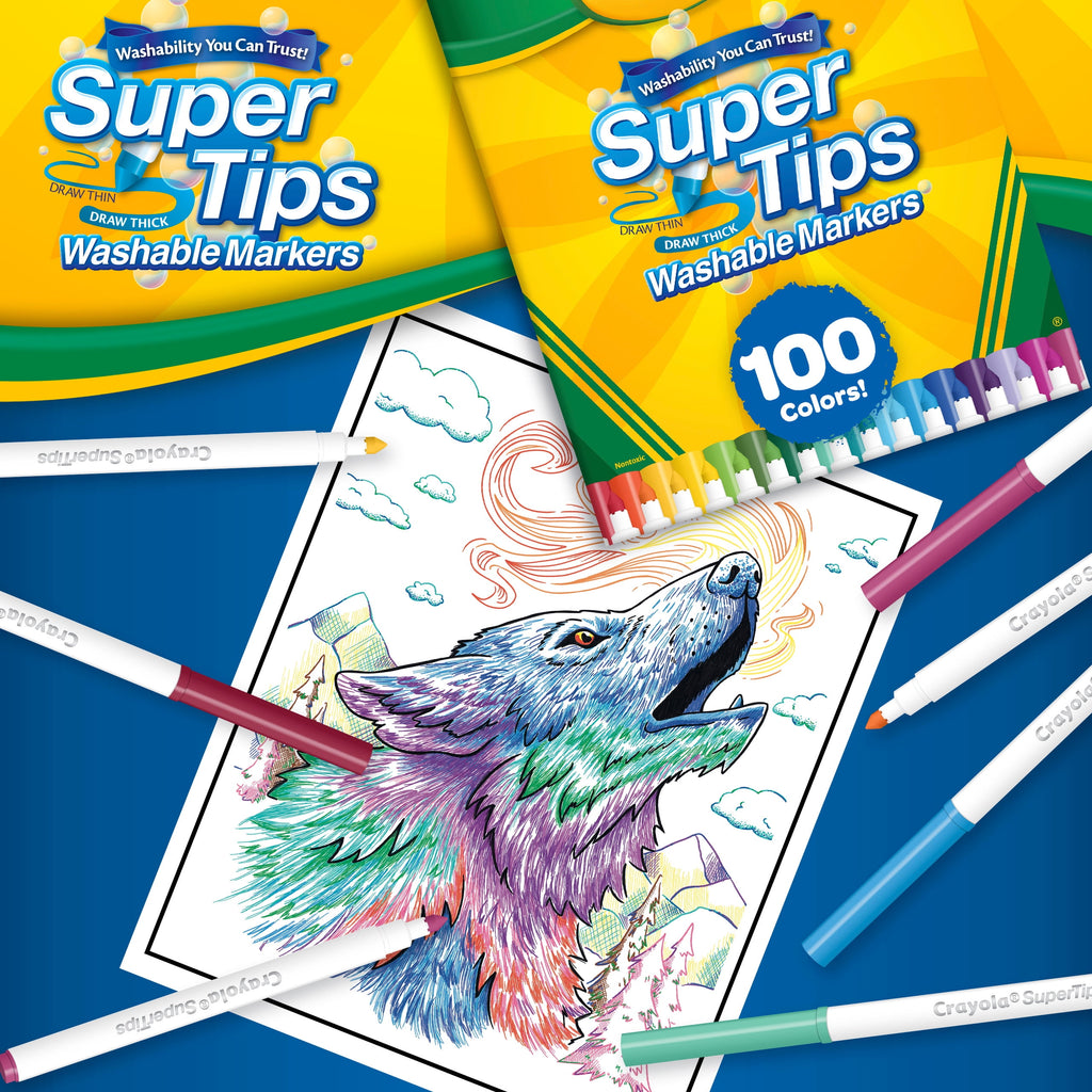 Super Tips Washable Markers, 100 Ct, School Supplies, Classroom Must Haves, Coloring Gifts for Kids and Teens, Ages 3+