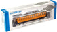 Bachmann yellow passenger car for model railroads, detailed prototype design with windows and realistic features