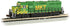 Bachmann Trains EMD GP40 diesel locomotive in MKT™ livery with dynamic brakes, N scale model on a model railway track