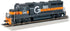 Bachmann EMD GP40 Diesel Locomotive model showcasing detailed Boston livery, realistic train features, and vibrant colors.