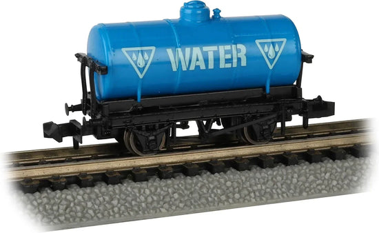 Bachmann N scale water tank for model train collection, detailed miniature railway water tower in black and silver colors.