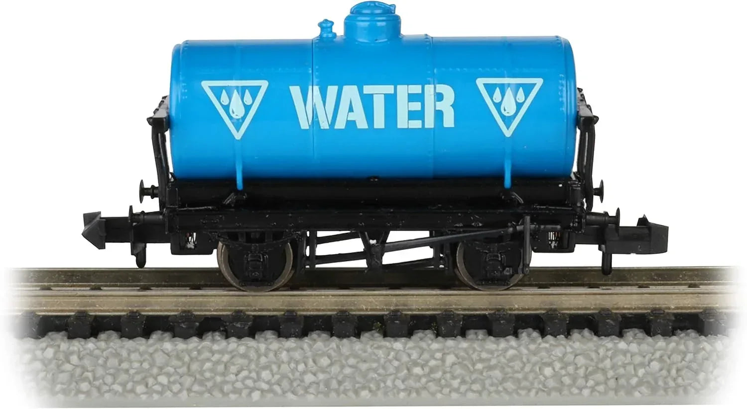 Two Bachmann Industries N scale water tanks for model train scenery, detailed plastic water tank models for model train layouts.
