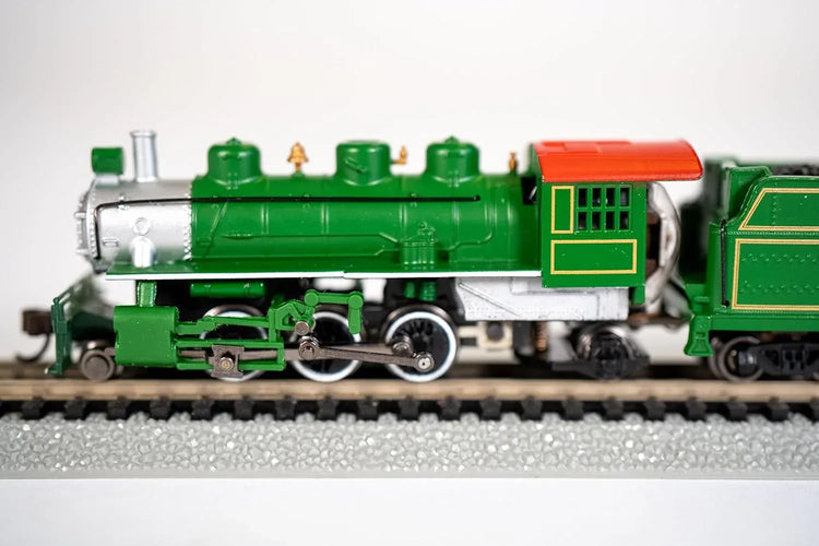 N Scale Bachmann Industries Prairie 2-6-2 locomotive with tender, detailed model train for model railway enthusiasts.