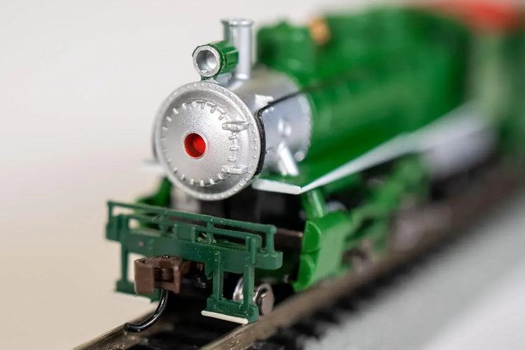 N scale Bachmann Industries Prairie 2-6-2 locomotive with tender, detailed model train for model railroading enthusiasts.