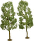 Set of two 8-inch Bachmann Industries O scale Sycamore Trees for model train scenery, realistic miniature tree display.