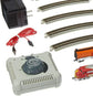 N scale Bachmann Trains Super Chief electric train set with locomotive and passenger cars on a model railway track.
