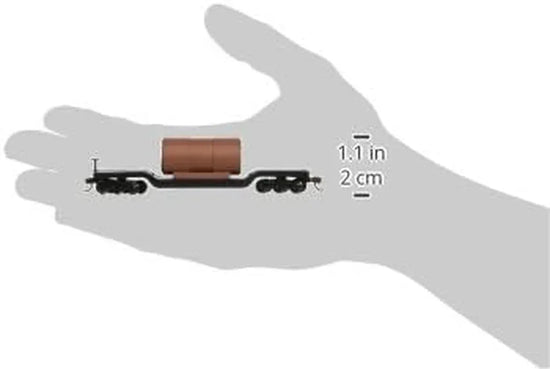 N scale Bachmann Industries model train flat car with a detailed boiler, designed for model train collections.