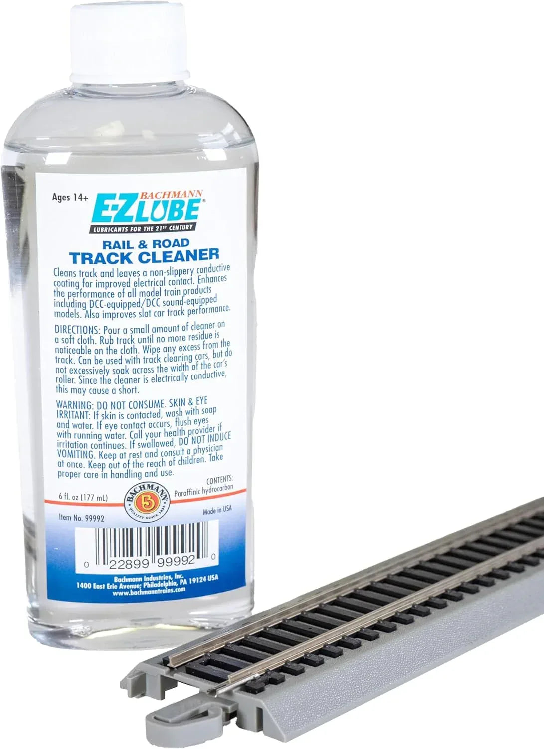 Bachmann Industries track and rail cleaner bottle with 6 fl oz for all scale model train tracks and rails.