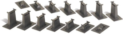 HO scale Bachmann Trains 14-piece E-Z Track graduated pier set with gray concrete piers and track components for model train layout