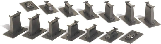 HO scale Bachmann Trains 14-piece E-Z Track graduated pier set with gray concrete piers and track components for model train layout