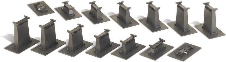 HO scale Bachmann Trains 14-piece E-Z Track graduated pier set with gray concrete piers and track components for model train layout