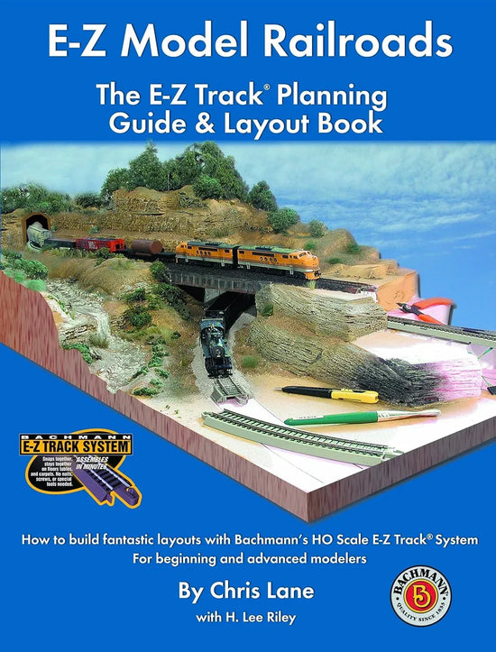Bachmann Trains E-Z Model Railroads Track Planning Guide, showing layout diagrams and track configurations for model train setup.