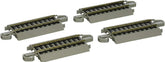Set of four Bachmann Trains Snap-Fit E-Z Track 3-inch straight tracks with nickel silver rails and gray roadbed for HO scale model railroads.