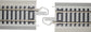 Set of four Bachmann Trains HO scale snap-fit E-Z Track 3-inch straight sections with nickel silver rails and gray roadbed.